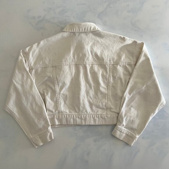 Forever 21 Cream Cropped Button Up Cotton Denim Jacket - Picture 2 of 7